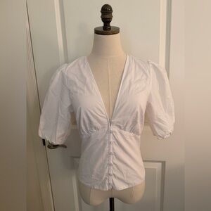 Abercrombie & Fitch White Puff Sleeve Blouse